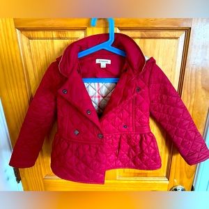 Red Burberry kids coat. Size 4.